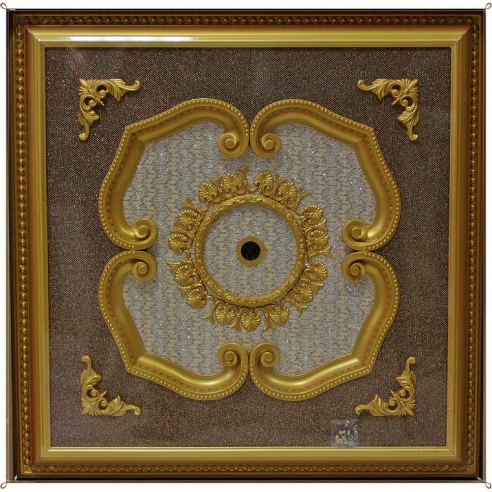 100 Cm Kare Osmanli Saray Tavan S-516 Avize Gobegi Altin Varak Kaplamali 3D